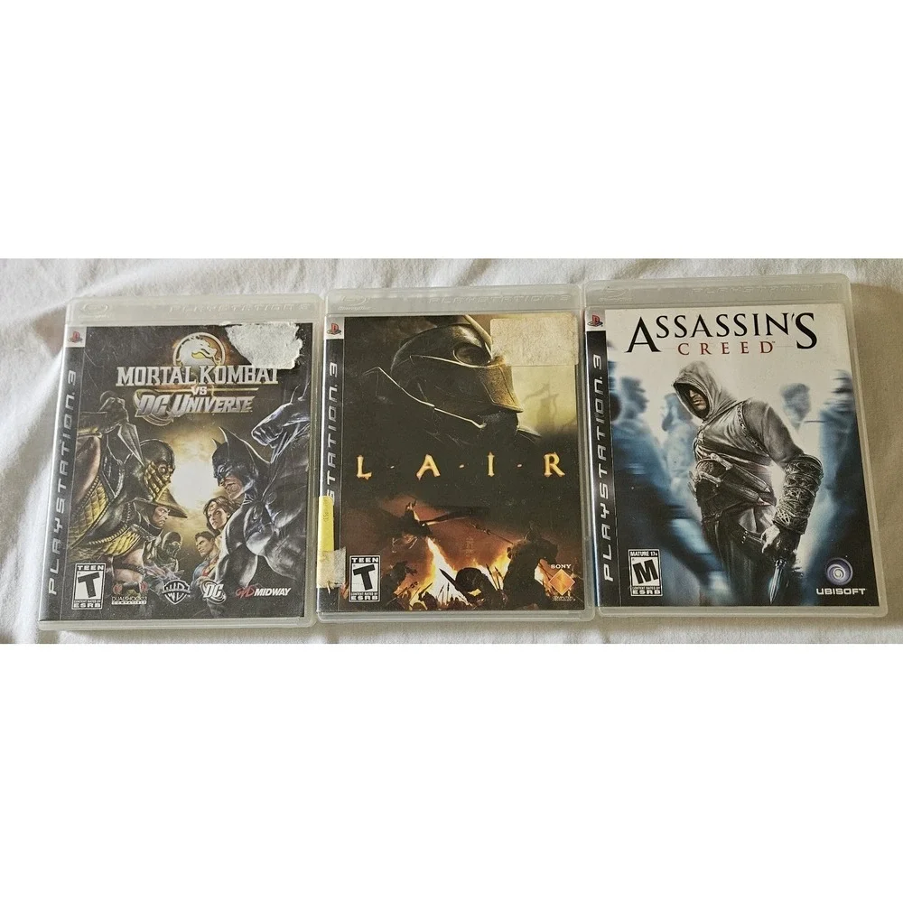 PS3 Lot of 3 Games Assassin's Creed Mortal Kombat vs DC Universe LAIR Complete